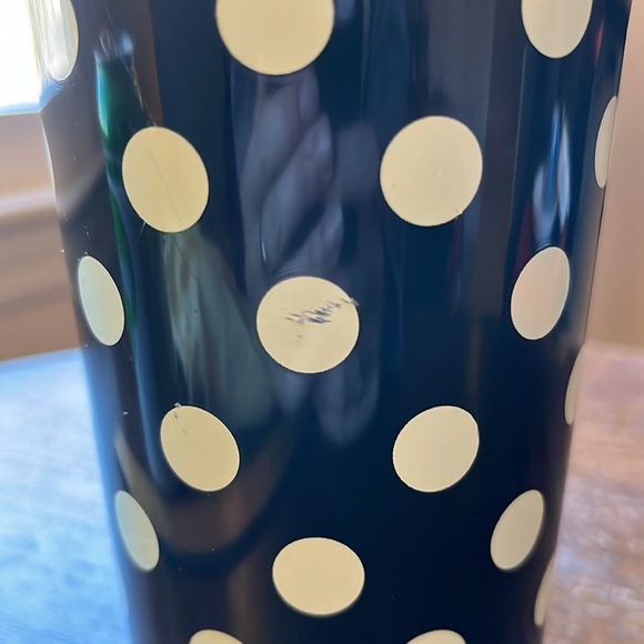 Kate Spade Cold Tumbler with straw—black with white polka dots - Picture 5 of 9